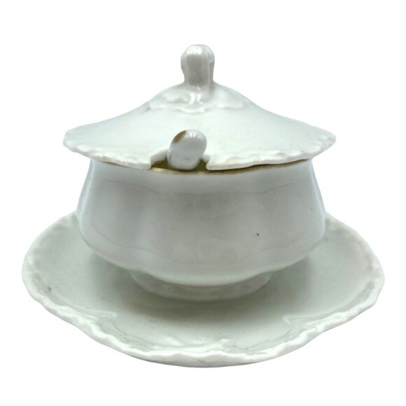 Haviland France Soup Tureen Ladle Ceramic White Vintage - Picture 5 of 15